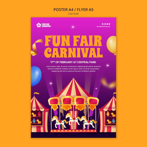 Carnival Event Poster Template – Free Download for PSD Templates