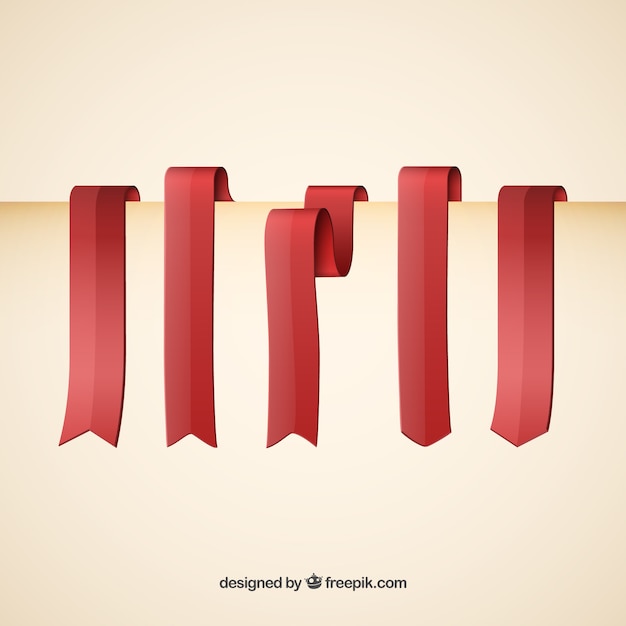 Red Bookmarks in Ribbon Style – Free to Download