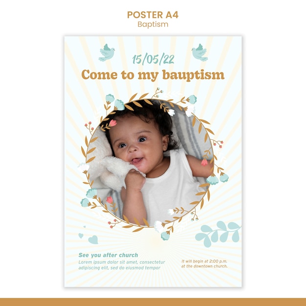 Cute Flat Design Baptism Template – Free Download