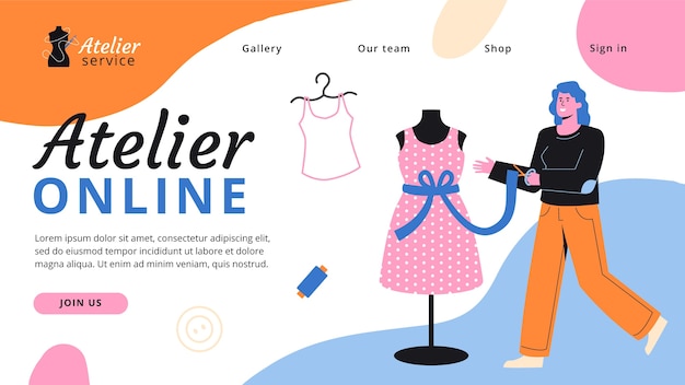 Minimal Sewing Atelier Landing Page – Free Stock Photo for Download