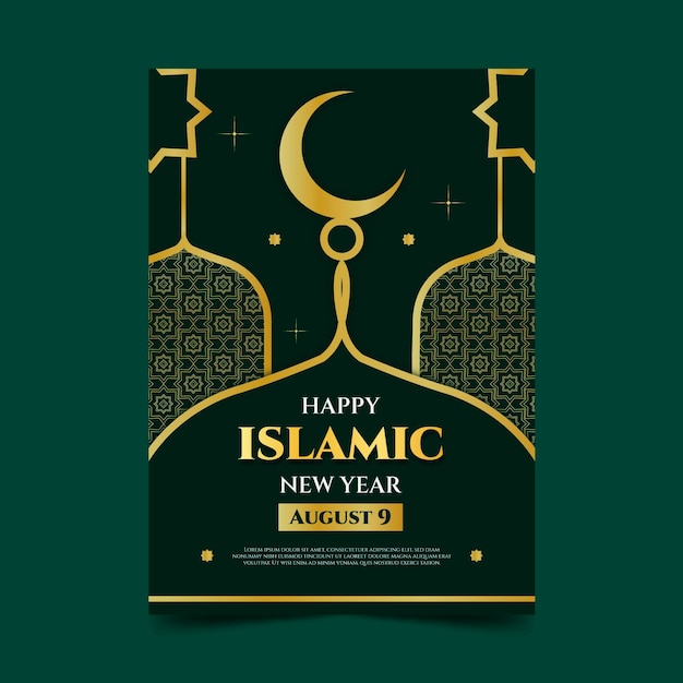 Flat Islamic New Year Vertical Poster Template – Free Download