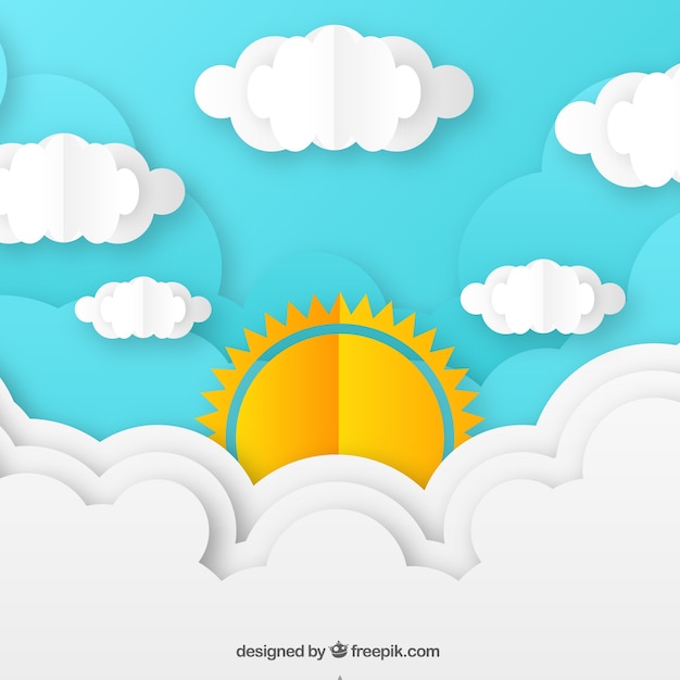 Day Sky Background with Clouds in Paper Texture – Download Free Stock Photo