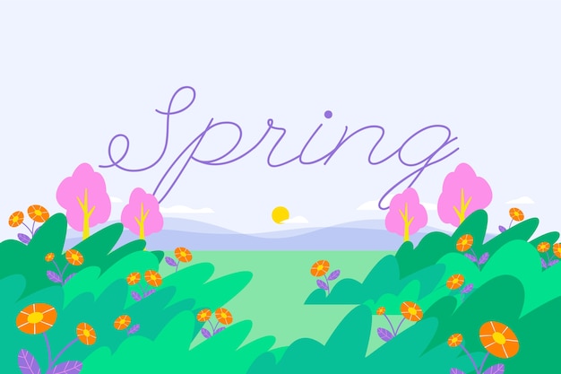 Flat Floral Spring Background – Free Download