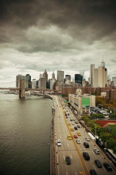 Manhattan Financial District Skyline and East River Highway – Free Download