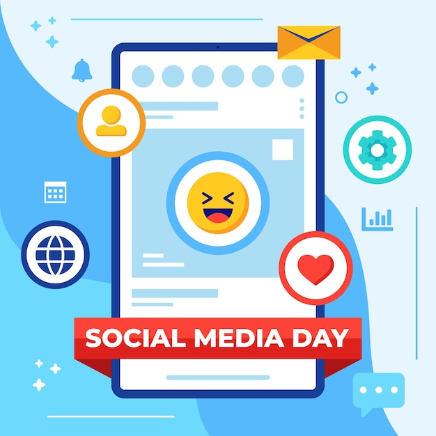 Flat Social Media Day Illustration – Free Download