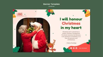 Horizontal Banner Template for Festive Christmas Celebrations – Free Download