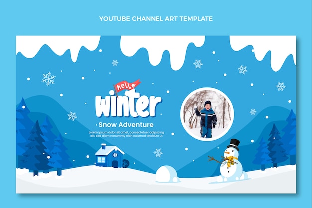 Hand-Drawn Flat Winter YouTube Channel Art – Free Download