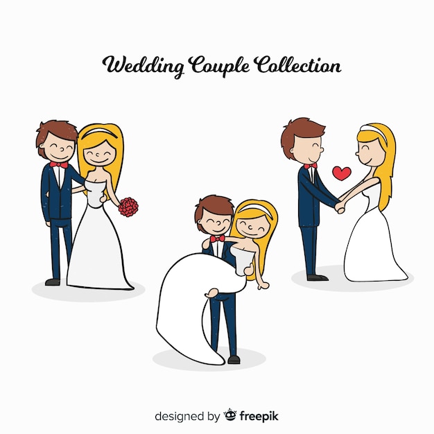 Hand Drawn Newlyweds Collection – Free Download