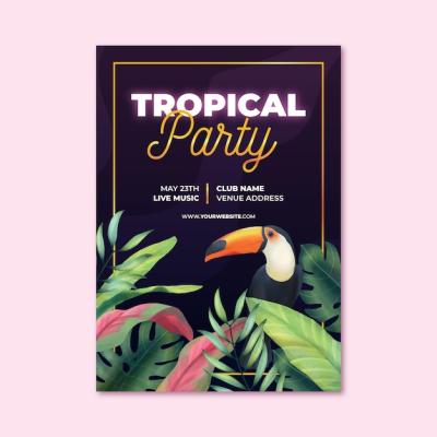 Tropical Party Poster Featuring Animals – Free Download