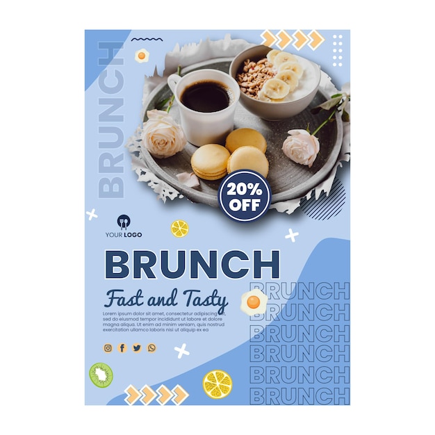 Brunch Poster Template Featuring Stunning Imagery – Free Download