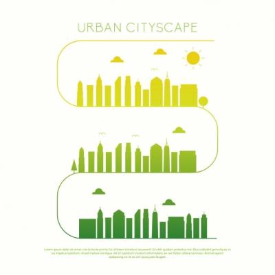 Coloured Skyline Design – Free Download of Vector Templates