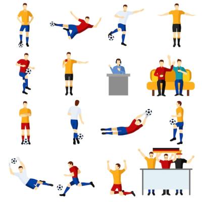 Flat Icons Set of People Playing Soccer – Free Download