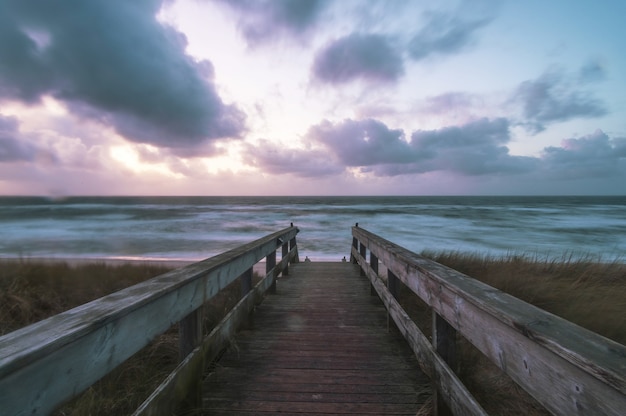 Wooden Deck on the Beach at Island Sylt, Germany – Free Download