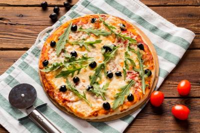 Delicious Italian Pizza on Wooden Table – Free Download