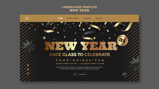 Happy New Year Party Landing Page Template – Free Download