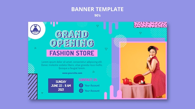 90s Retro Banner Design Template – Download Free Stock Photo