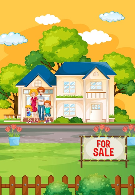 Family Standing in Front of a House for Sale – Free Stock Photo, Download Free