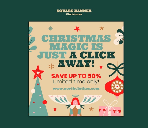 Christmas Square Banner Template Design – Download Free Stock Photo