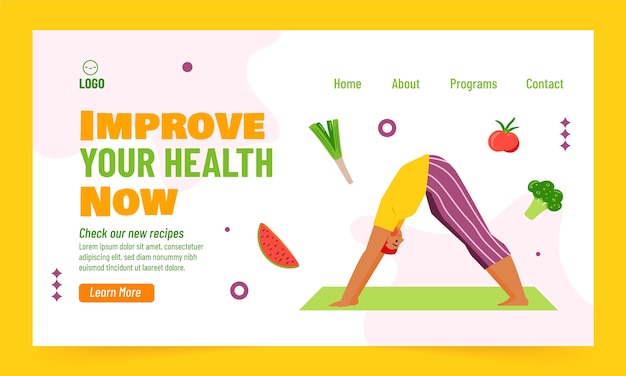 Hand Drawn Fitness Nutrition Landing Page – Free Download