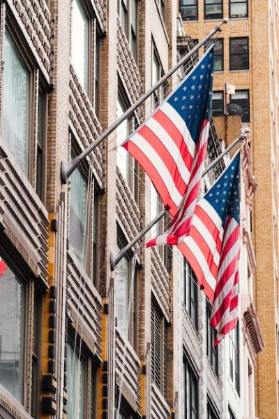 USA Flags on Building – Download Free Stock Photo