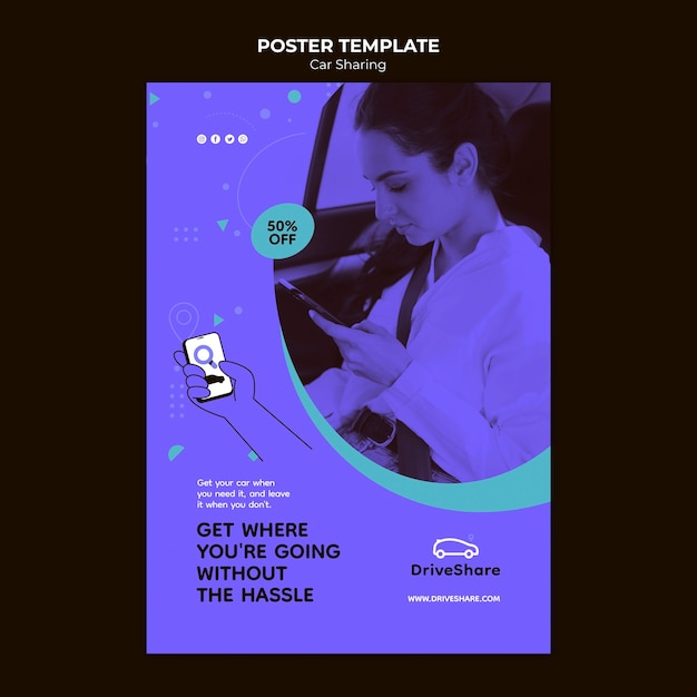 Flat Design Car Sharing Poster Template – Free Download