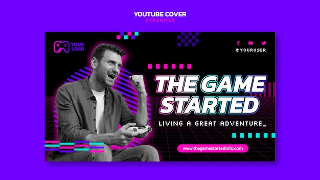 Neon Streamer YouTube Cover Template – Free Download