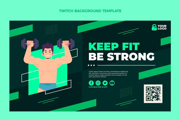 Flat Design Fitness Twitch Background – Free Download