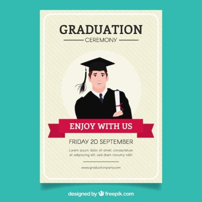 Striped Graduation Party Brochure Featuring Student – Free Download