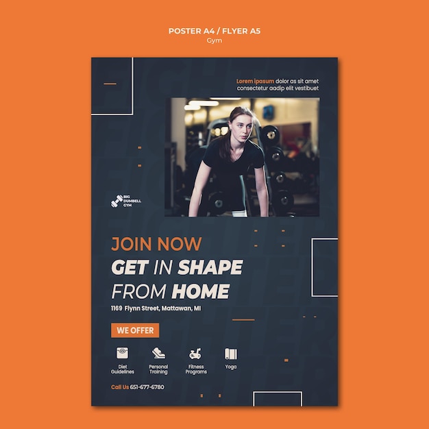 Gym Template Design Poster Concept – Free Download