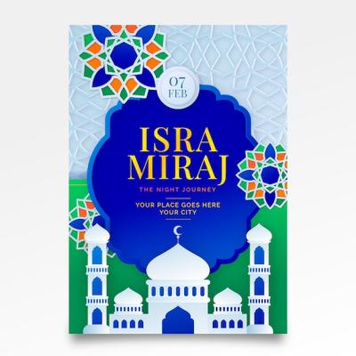 Gradient Isra Miraj Vertical Poster Template – Free Download