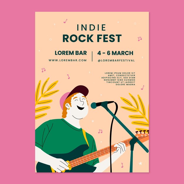 Hand Drawn Indie Music Poster Template – Free Download