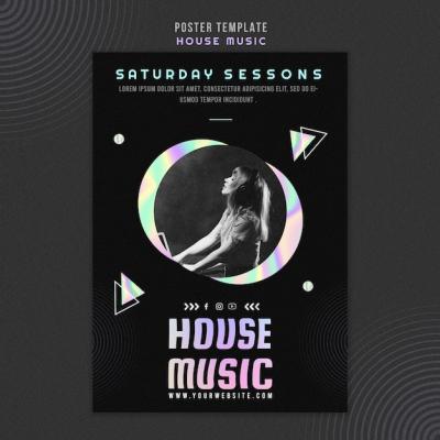 House Music Poster Template – Download Free Stock Photo