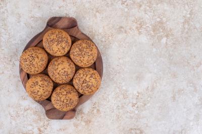 Delicious Cookies on a Wooden Plate on a Marble Table – Free Stock Photo, Download for Free