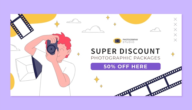 Horizontal Sale Banner Template for Photography Career – Free Download