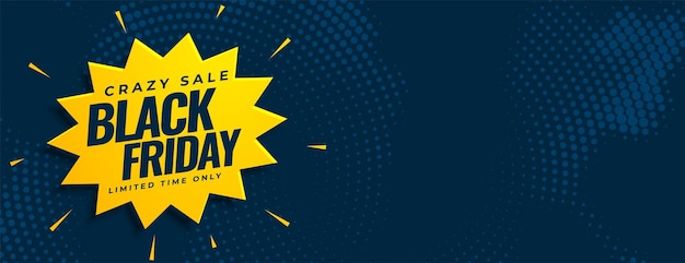 Stylish Black Friday Crazy Sale Banner with Halftone Effect – Free Download