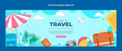 Flat Style Travel Twitter Header for Free Download