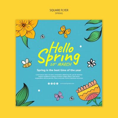 Spring Season Square Flyer Template – Free Download