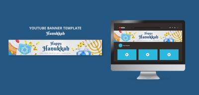 Hanukkah Celebration YouTube Banner Template – Free Download