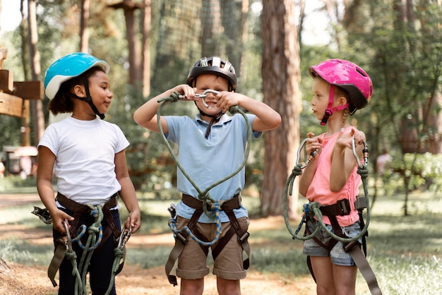 Courageous Kids Playing in an Adventure Park â Free Download