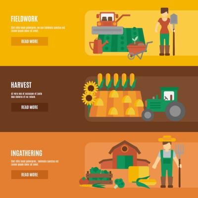 Flat Banners Set for Farmers – Free Download