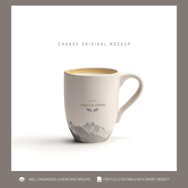 White Mug PSD Mockup – Free Download