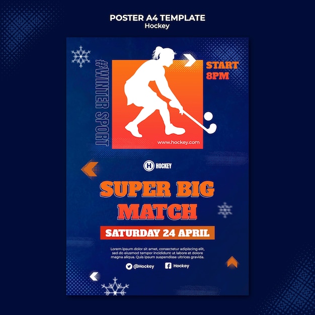 Hockey Sport Poster Design Template – Free to Download