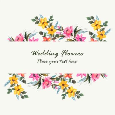 Decorative Flowers Wedding Invitation Card Design – Free Download