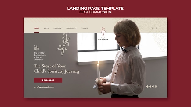 Flat Design First Communion Landing Page Template – Free Download