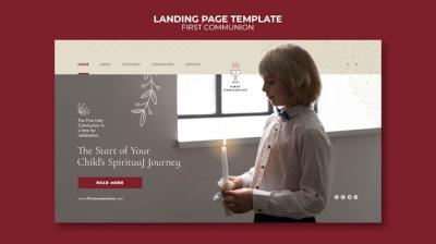 Flat Design First Communion Landing Page Template – Free Download