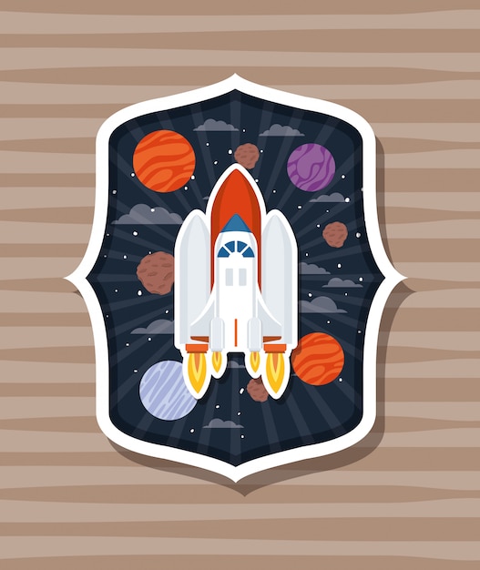 Rocket Over Label with Planets – Free Download