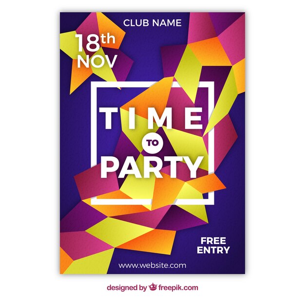 Modern Party Poster Design with Abstract Shapes – Free Download