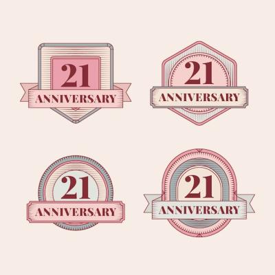 21 Vintage Badges for Anniversary Celebrations – Free Download