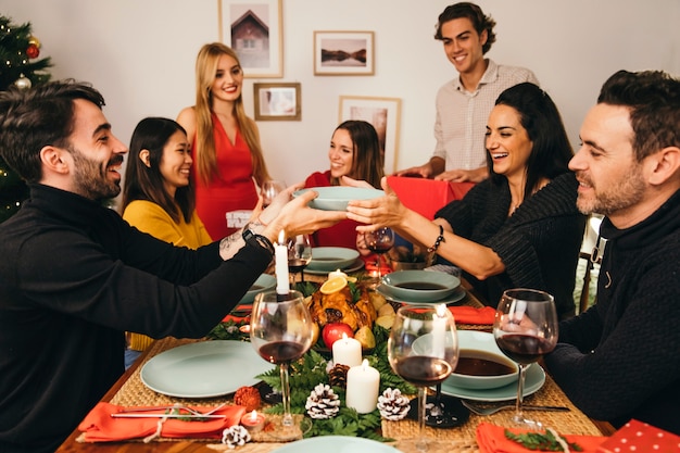 Friends Dining at Christmas – Free Stock Photo, Download for Free