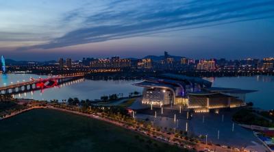 City Scenery and Traffic Flow in Wuxi Industrial Park at Night – Free Download